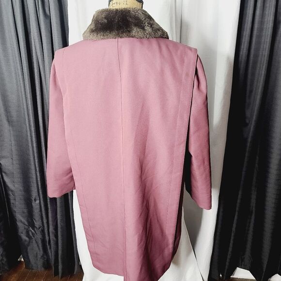 Vintage 1970s Mob Wife Mauve Pink Faux Fur Quilted Lining Winter Coat - Picture 5 of 17